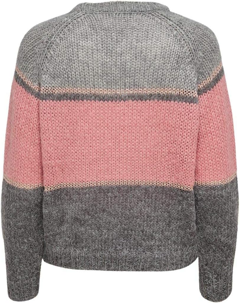 ONLY Female Strickpullover Gestreifter Llight Grey Melange