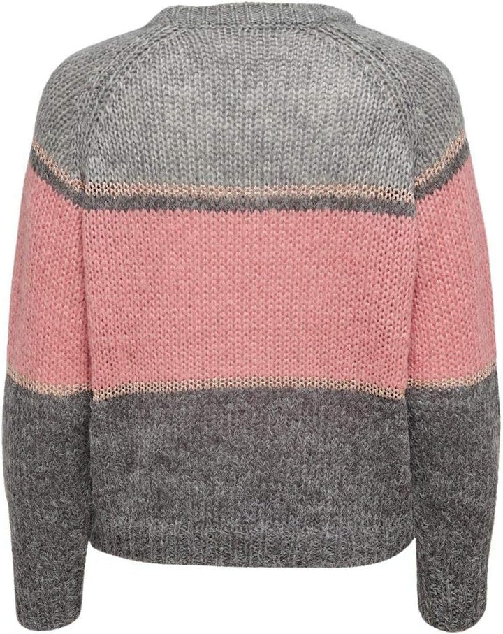 ONLY Female Strickpullover Gestreifter Llight Grey Melange