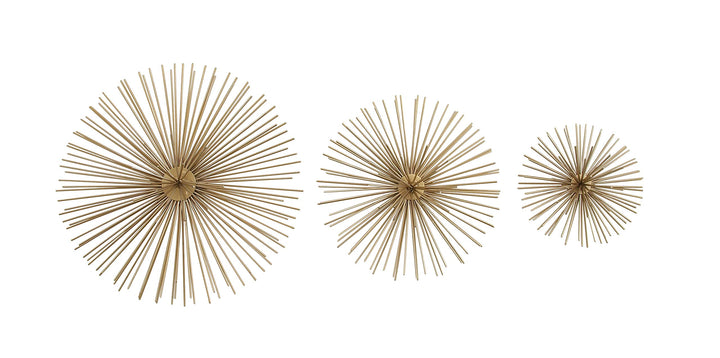 Deco 79 Metall Starburst 3D Wanddekoration, 3er-Set, 15,2 cm, 22,9 cm, 30,5 cm B, goldfarben, Gold