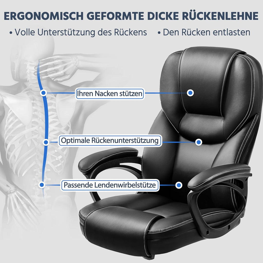 Yaheetech Bürostuhl ergonomisch Chefsessel Schreibtischstuhl Drehstuhl Polsterung Höhenverstellbarer