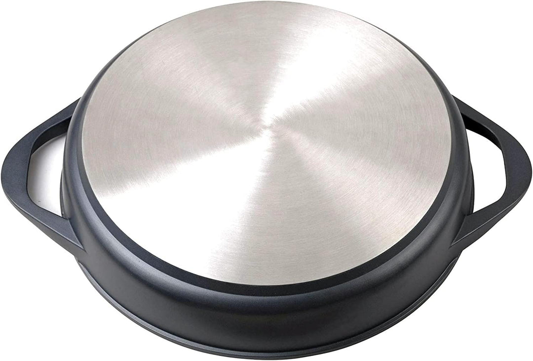 WECOOK! Ecochef Titan Niedrige Kochtopf 28 cm Induktion mit Glasdeckel, Antihaftbeschichtung QUANTAN