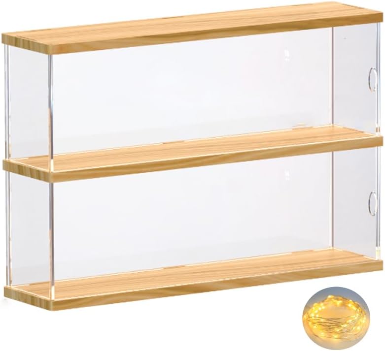 Joody Vitrine aus Acryl, Plexiglas-Boxen mit 2 Ebenen, Vitrine mit Tür für Pop-Figuren, Minifigur, S
