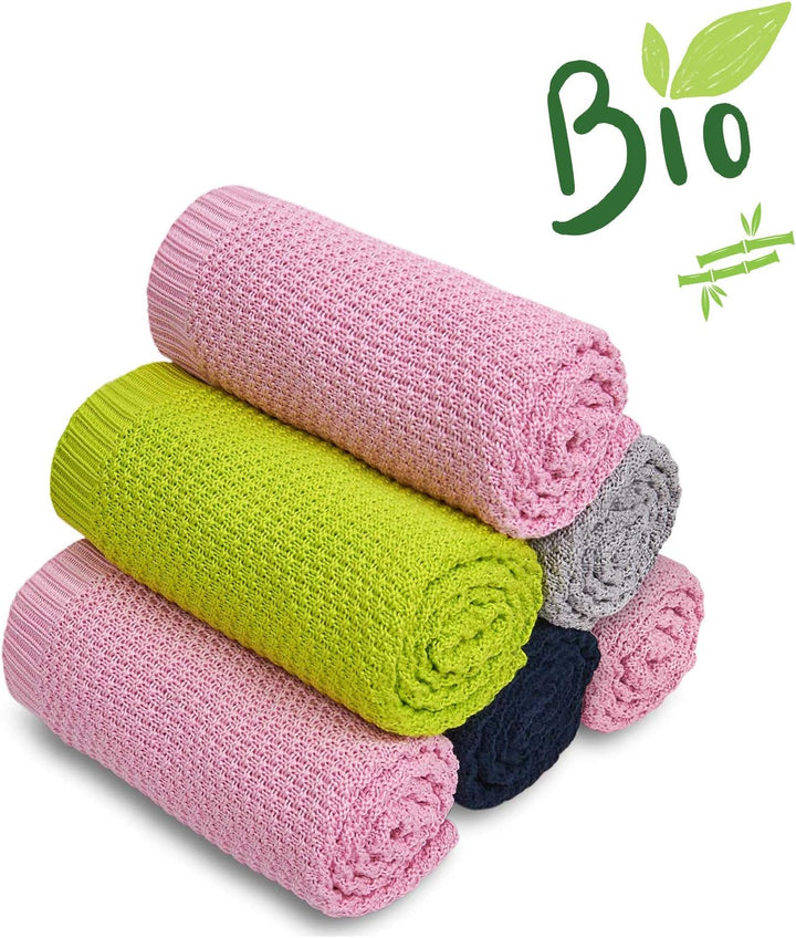 Bellochi Babydecke für Mädchen und Junge - 100% Bambus - Kuscheldecke Kinder Erstlingsdecke Strickde