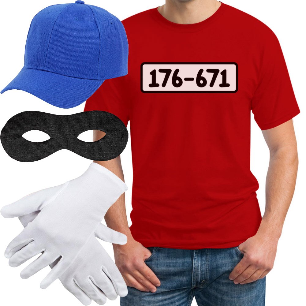 T-Shirt Herren Banditen Bande Verkleidung T Shirt Panzerknacker Kostüm Karneval Fasching Outfit JGA