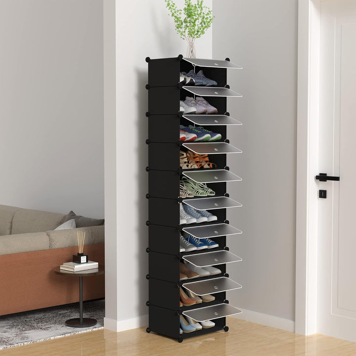 HOMIDEC Schuhregal mit 10 Ebenen, Schuhschrank Schmal Schuhaufbewahrung für Flur Schlafzimmer Eingan