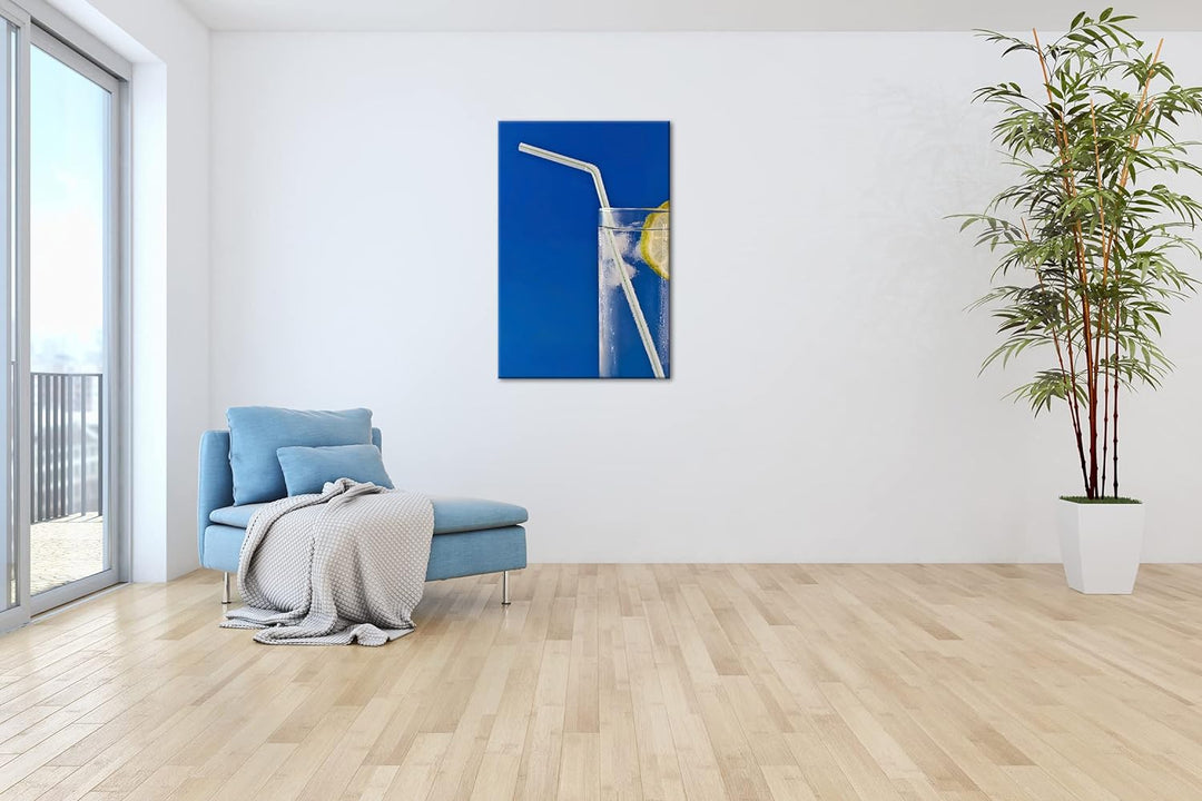 deyoli Cocktailglas mit Strohhalm im Format: 80x60 als Leinwandbild, Motiv fertig gerahmt auf Echtho