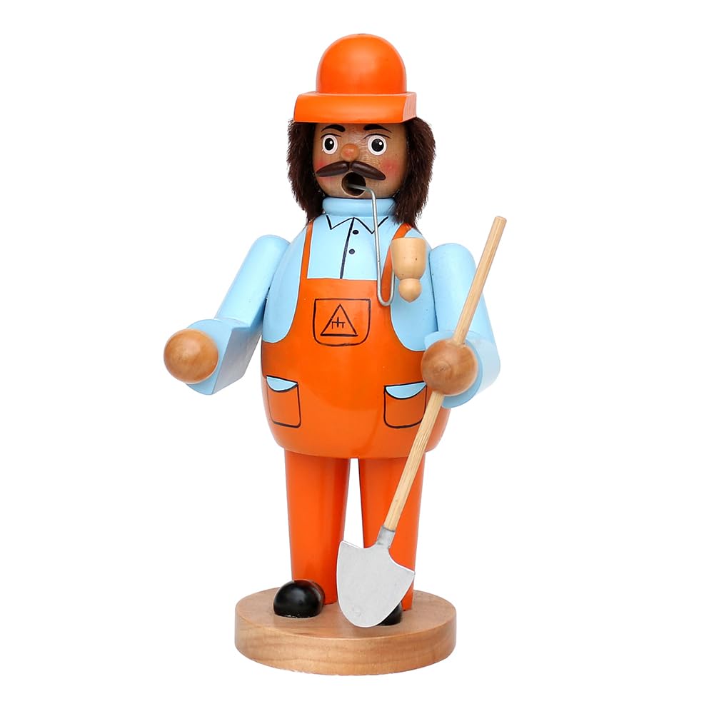 Dekohelden24 Lustiges Räuchermännchen als Bauarbeiter, ca. 20 cm, Holz, 520375, Bauarbeiter