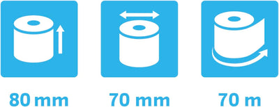 Exacompta 44819E 50er Pack Thermopapierrollen 1-lagig, Breite: 80mm, Länge 70m, Durchmesser Kern: 12