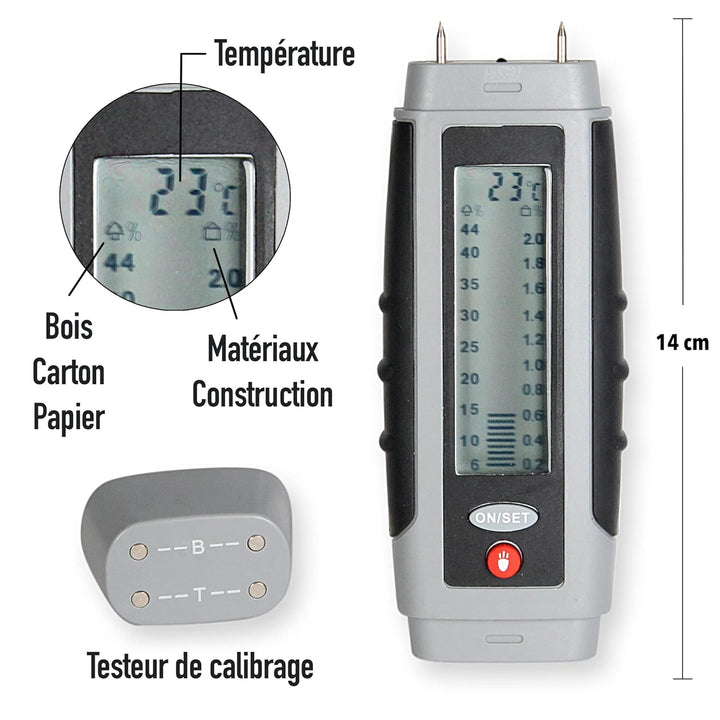 Testgerät Feuchtigkeitsdetektor - Feuchtemesser mit Digitalanzeige - Raumtemperatur - LED - Für vers