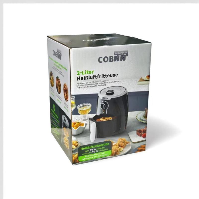 COBNN 2L Mini-heissluftfritteuse, Fritteuse mit Heissluft, 4-in-1-Funktionen, Einstellbarer Timer un