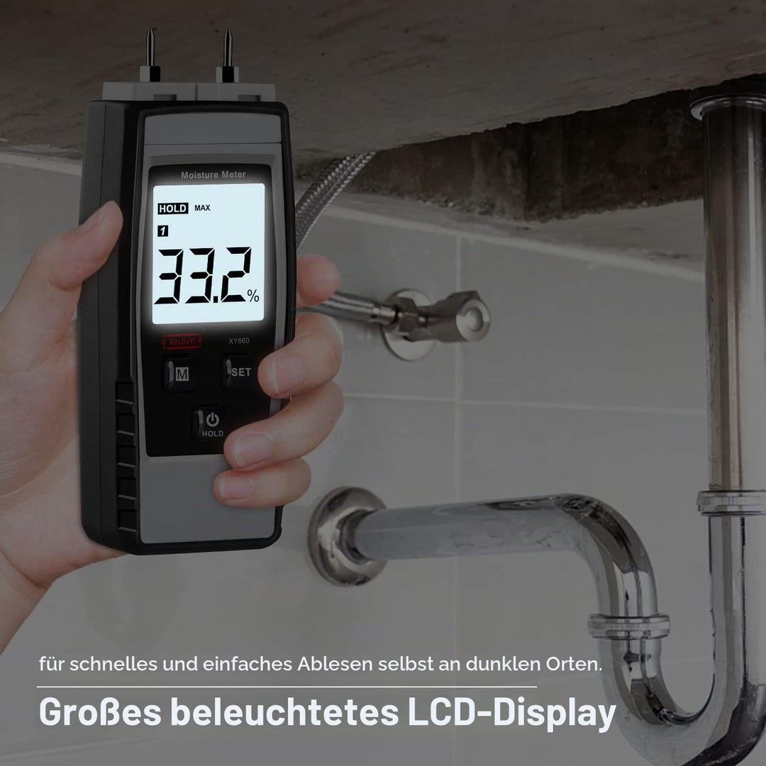 XinJiaYi Digitaler holzfeuchtemessgerät, 8-in-1 Feuchtigkeitsmessgerät Wand, Holzfeuchtemesser für B