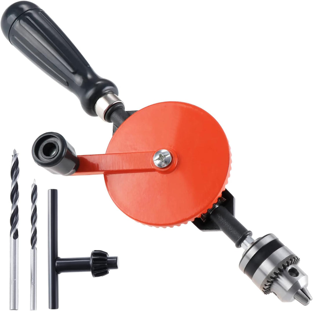 WiMas Handbohrmaschine Manueller Kurbelbohrer 1/4 Zoll (0.6mm-6mm) Doppelritzeln Handbohrer Spannfut