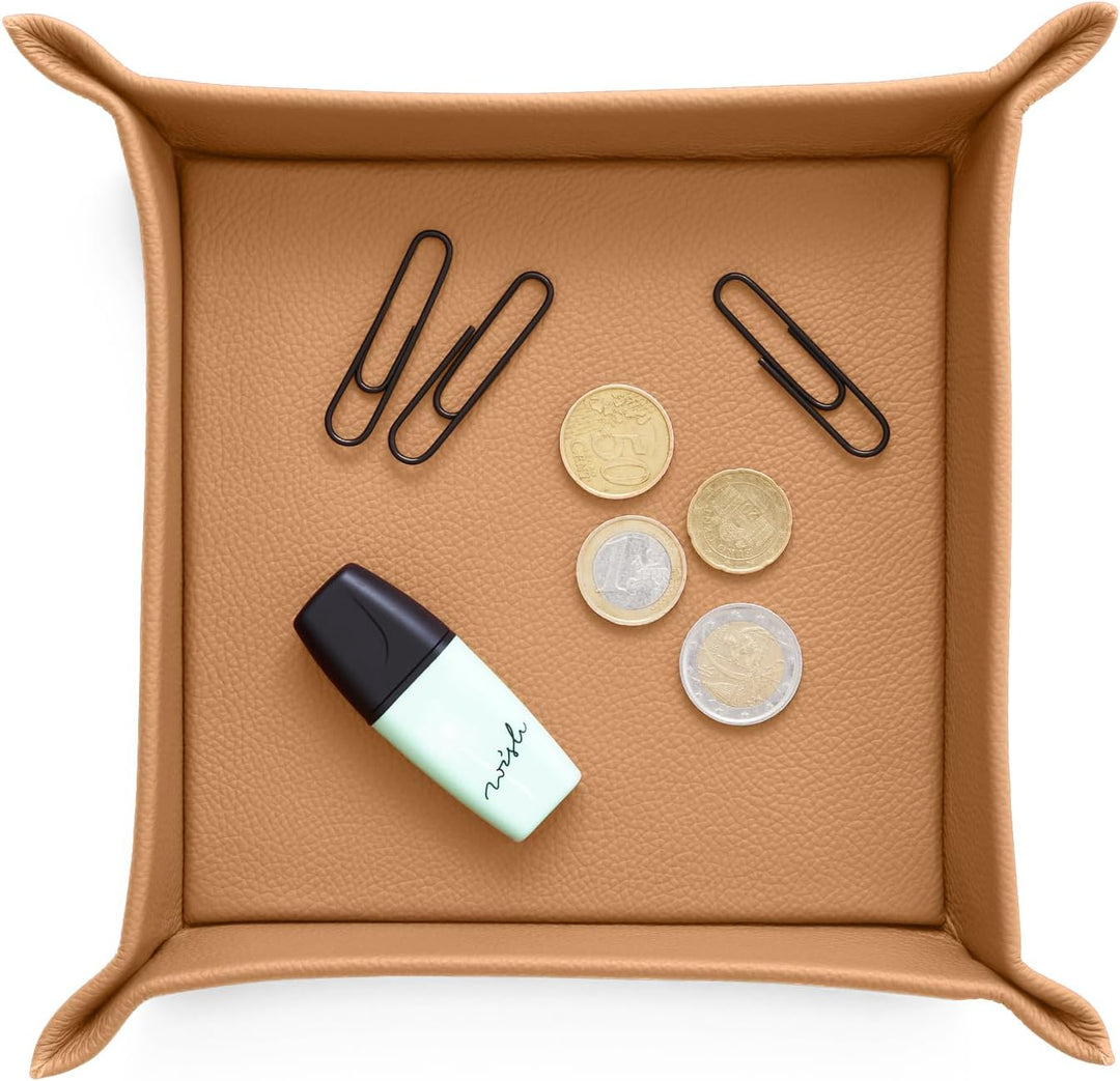 Eglooh - Iris - Taschenleerer aus echtem Leder Hell Braun - Schreibtisch-Organizer mit modernem Desi