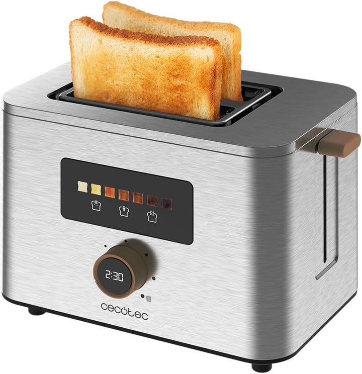 Cecotec Vertikaler Toaster mit 2 Kurzschlitzen Touch&Toast Double, 950 W, 2 Scheiben Brot, Extra bre