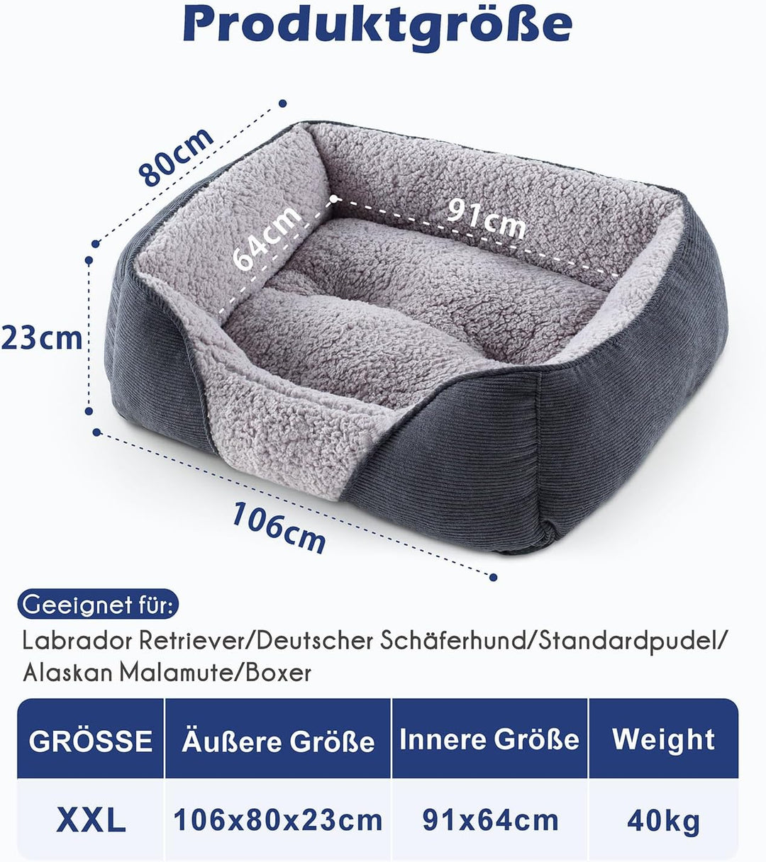 JOEJOY Hundebett Grosse Hunde Hundekorb Waschbar - Hundebett Waschbar Flauschig, rutschfest HundeköR