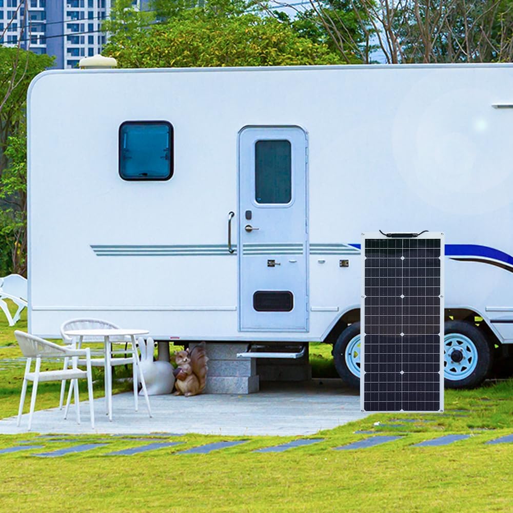 50W Solarpanel Flexibel 12V Monokristallines Solarpanel, Flexible Solarmodule mit Kabel für Wohnmobi