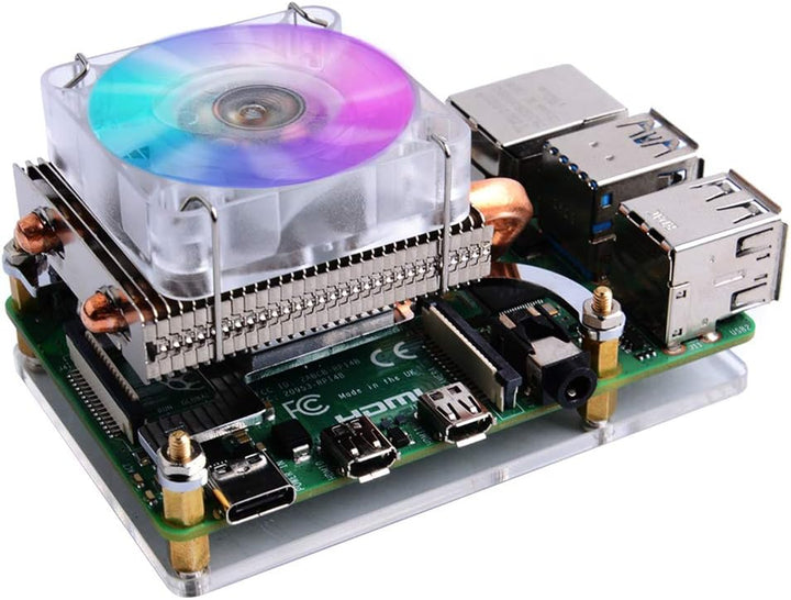 GeeekPi Raspberry Pi Low-Profile CPU Kühler, Raspberry Pi Horizontal Ice Tower Cooler, RGB PWM Cooli