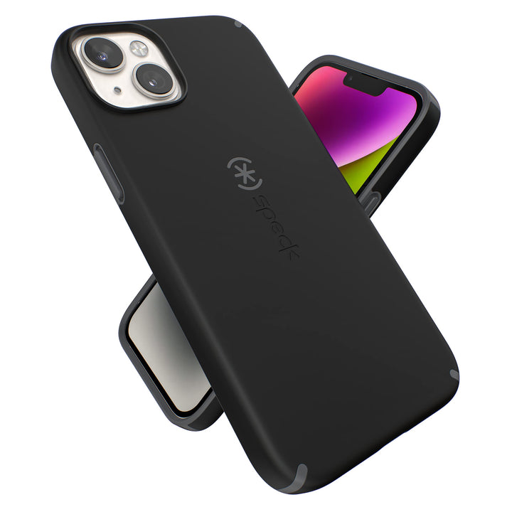 Speck CandyShell Pro + MagSafe - iPhone 14 Plus Hülle mit Microban-Beschichtung (Schwarz/Schiefergra