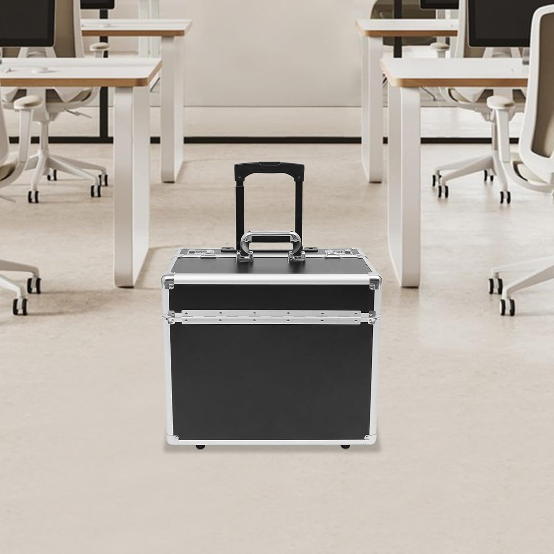 Pilotenkoffer mit Rollen, Rollbarer Aktenkoffer aus Aluminiumlegierung, Laptop Rollkoffer mit Telesk