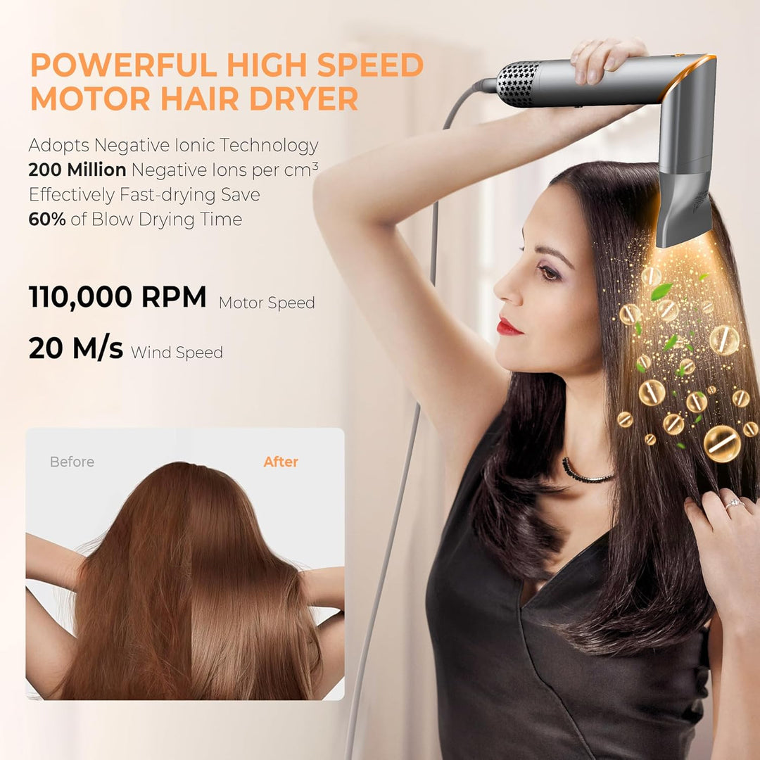 UKLISS 8 in 1 Pro Airstyler &amp; Ionen Haartrockner High Speed 110,000RPM Föhn Set mit Luft-Lockenstab