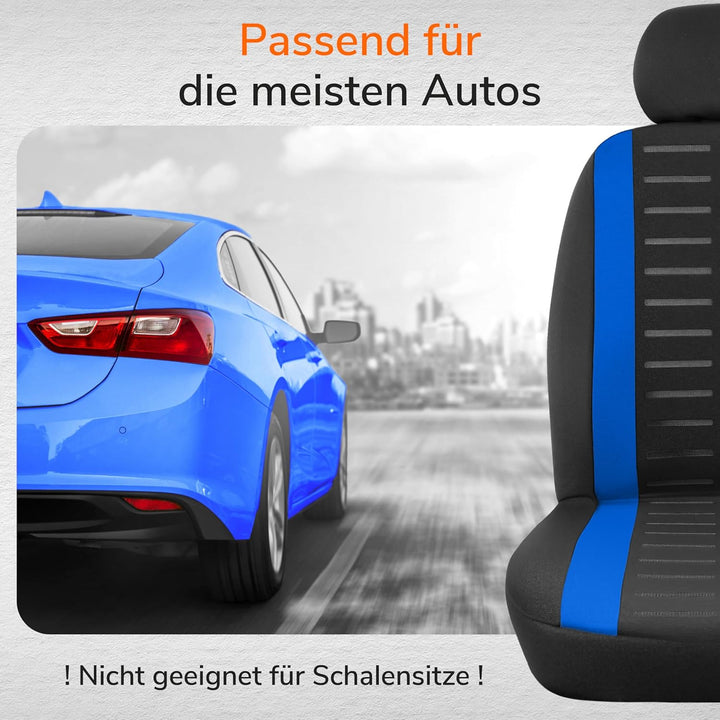 Upgrade4cars Autositzbezüge Set für die Vordersitze Version 2026 | Auto-Schonbezüge Universal in Bla