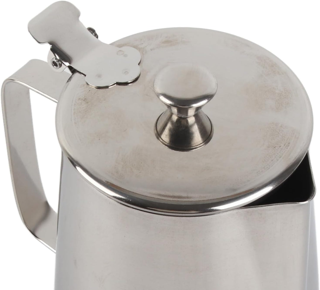 Milch Pitcher, Edelstahl-Aufschäumbecher, Edelstahl-Kaffeetasse, Milchaufschäumkrug mit Deckel für L