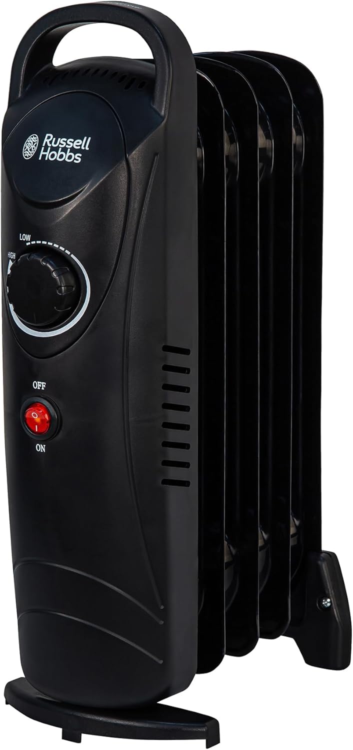 Russell Hobbs RHOFR3001, 650 W, ölgefüllte, tragbare Elektroheizung, 5 Lamellen, schwarz, einstellba