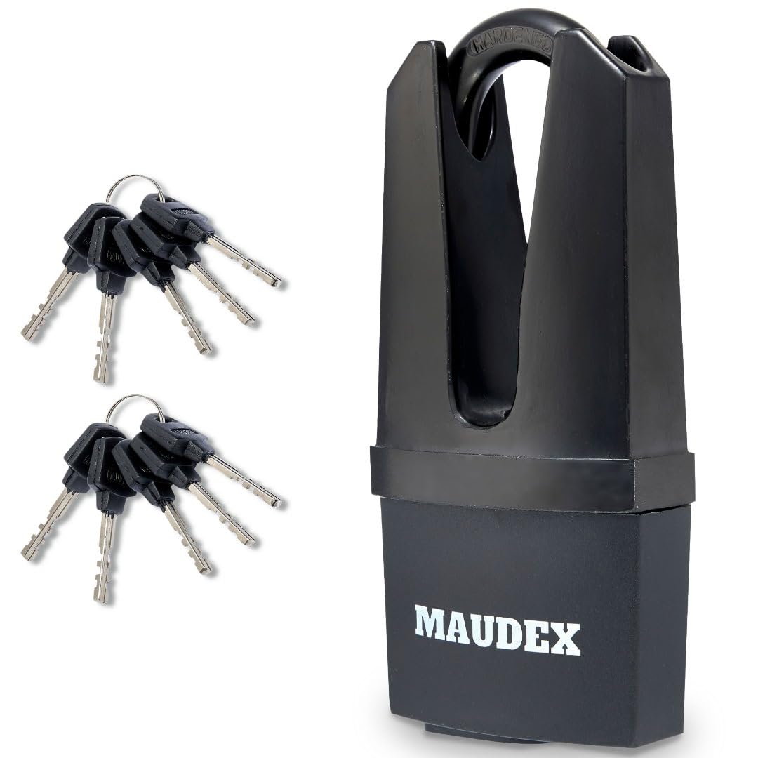 Maudex® MDE60 Heavy Duty Vorhängeschloss mit 10 Schlüsseln - [Anti-Bohr-, Anti-Pick-Zylinder] - [Ges