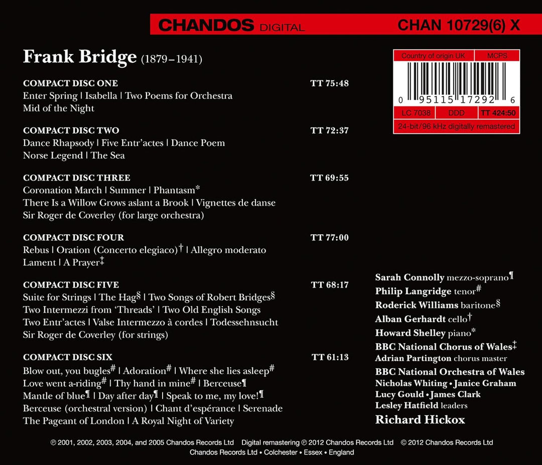 Bridge: Orchesterwerke, Audio-CD
