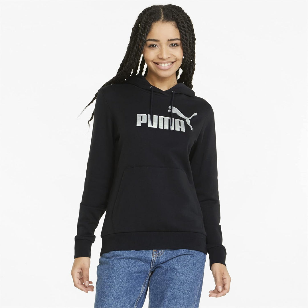 PUMA Damen Ess Logo Hoodie Tr Sweatshirt XS Schwarz, XS Schwarz