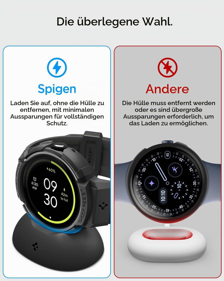 Spigen Rugged Armor Pro Hülle mit Armband Kompatibel mit Google Pixel Watch 4 41mm (2025) mit Ladest