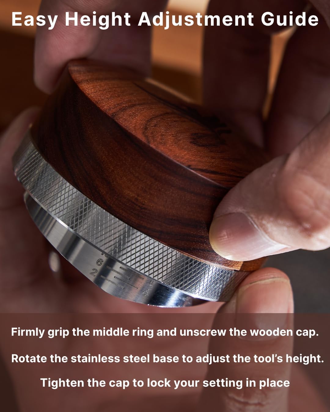 54mm Espresso Distributor kompatibel mit Sage Barista Express/Pro/Touch, Bambino – Rosenholzgriff Ka