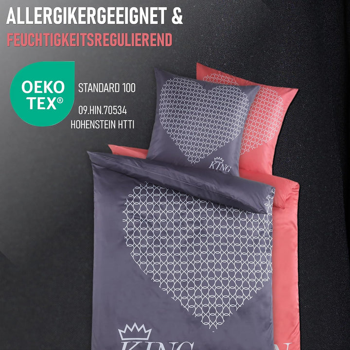 Kuscheli® 4-teilig Partner Bettwäsche 135x200 mit 80x80 Kissenbezug |Zertifiziert | seidig weich, Mi