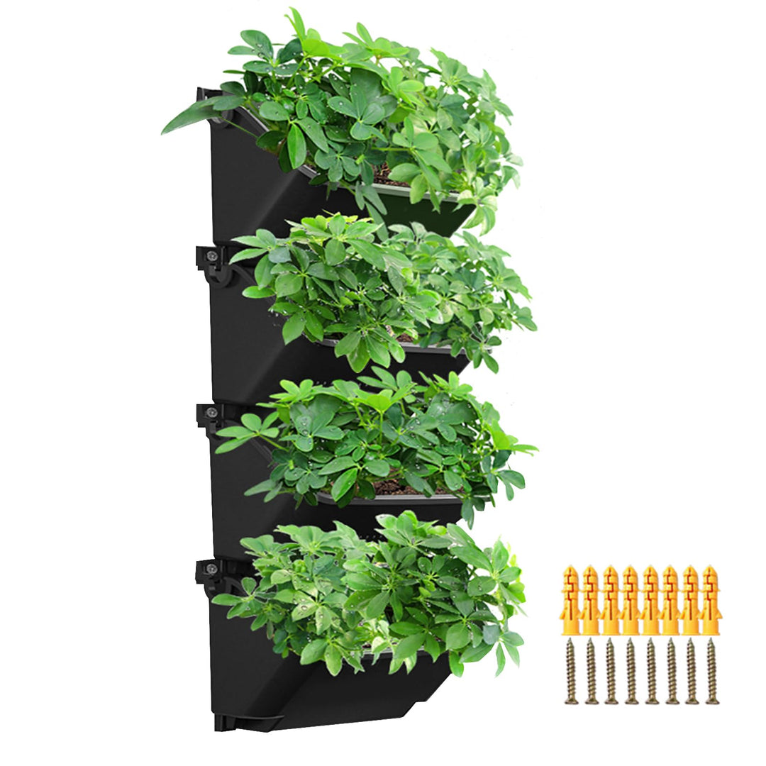 CEIEVER Hängende vertikale Wand Pflanze, Vertikaler Garten Pflanzenwand mit 4 Taschen Wandmontierter