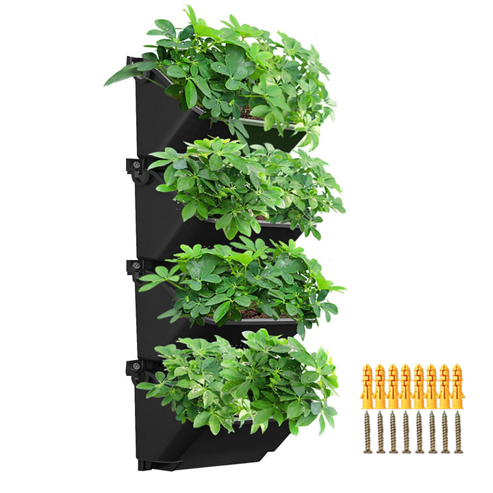 CEIEVER Hängende vertikale Wand Pflanze, Vertikaler Garten Pflanzenwand mit 4 Taschen Wandmontierter
