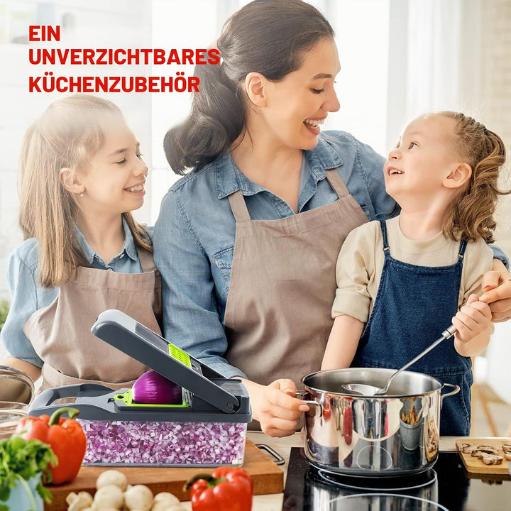 MAIPOR Gemüseschneider, Pro Zwiebelzerkleinererer, multifunktionaler 13-in-1 Lebensmittelzerkleinere
