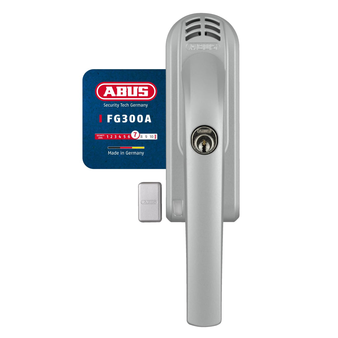 ABUS Abschliessbarer Fenstergriff FG300A AL0125 - Fensterknauf mit Druckzylinder und Alarmfunktion,