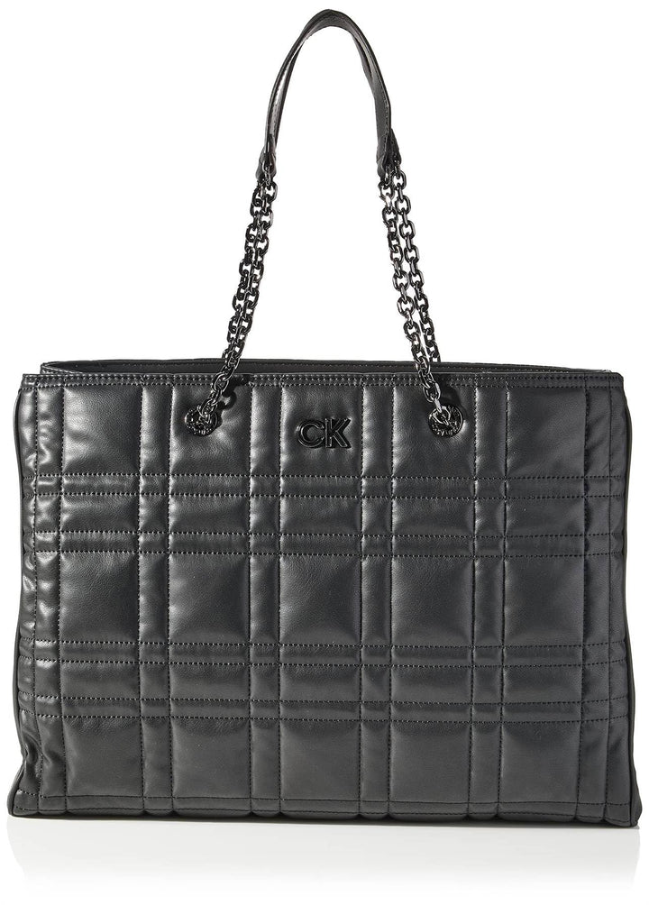 Calvin Klein Re-Lock Quilt-Tragetasche mit Lpt Cmpt, Schwarz, Einheitsgrösse, Ck Schwarz, Einheitsgr