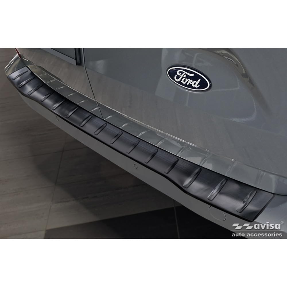 Avisa Schwarz Edelstahl Heckstossstangenschutz kompatibel mit Ford Transit Custom & Tourneo Custom (