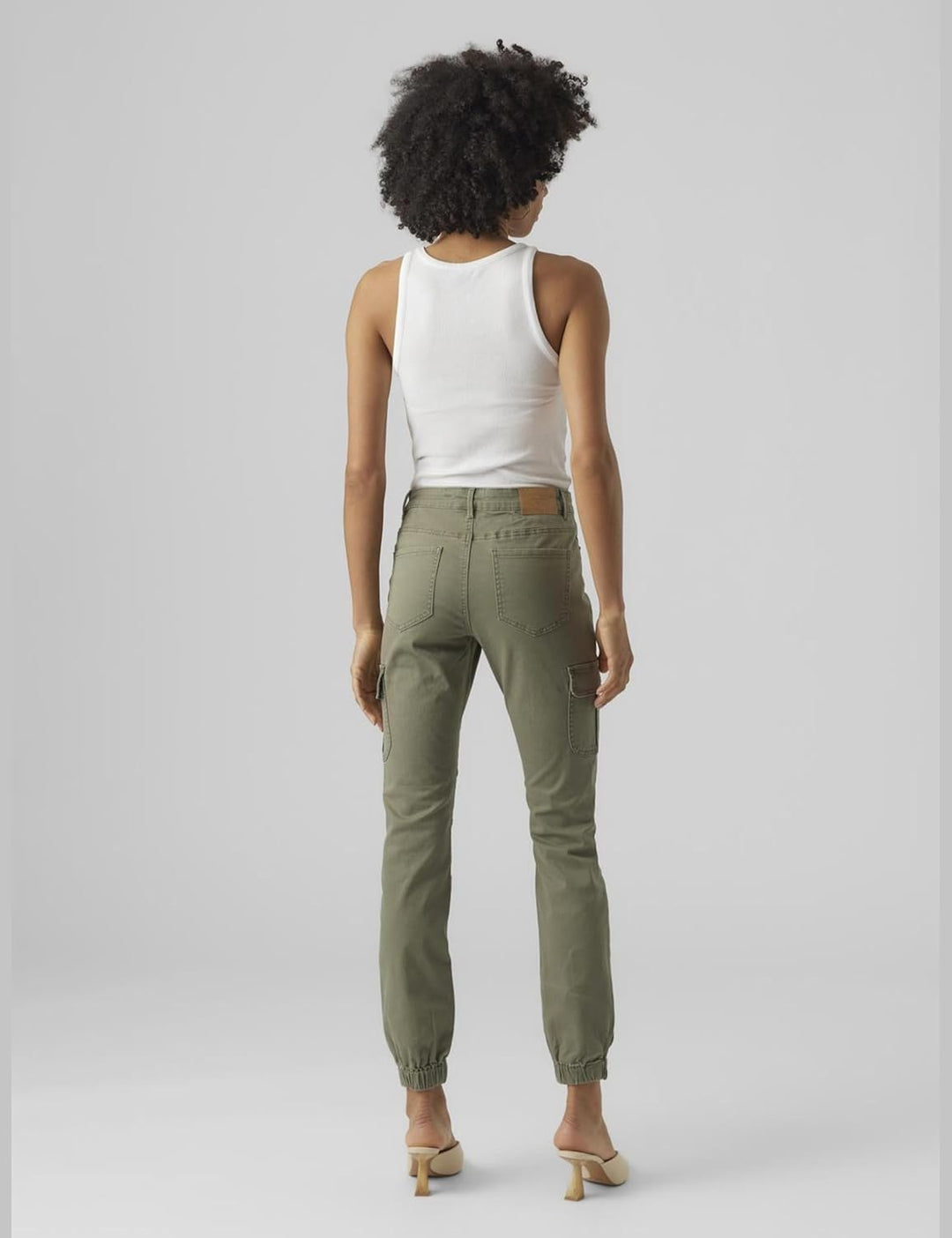 VERO MODA Damen Jeans Hose Stretch Denim Jogger Pants Cargo Stoffhose VMIVY XS / 32L Grün-2, XS / 32