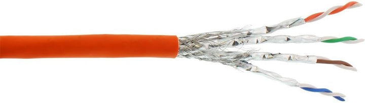 InLine 70050I Verlegekabel Cat.7a, S/FTP (PiMF) 4x2x0,58 AWG23, 1200MHz, halogenfrei, orange, 50m