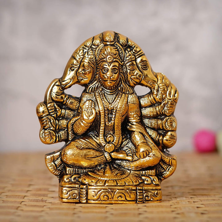 eCraftIndia Golden Panch Mukhi Hanuman Metall-Deko-Schaustück