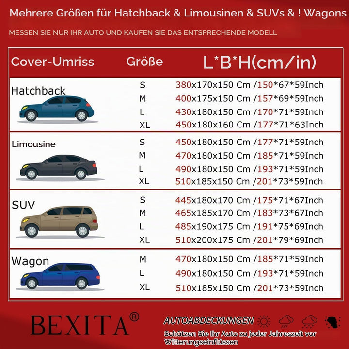 BEXITA Auto Abdeckplane SUV Wasserdicht Autoabdeckung Autoplane Winter Ourdoor für SUV Outdoor &amp; Ind
