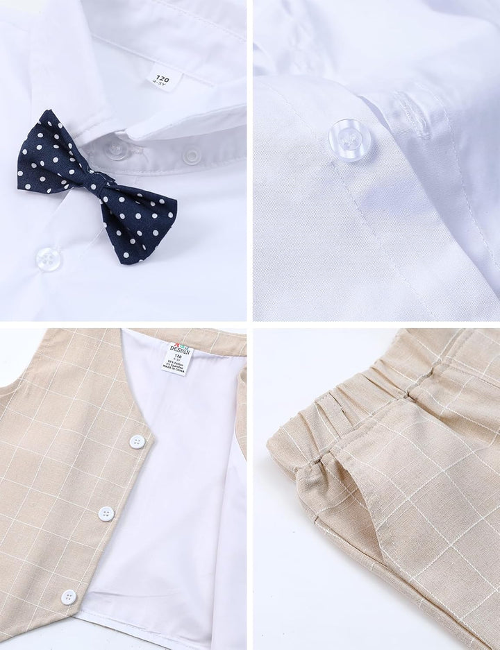 mintgreen Baby Anzug Junge, 3 Stück Gestreift Outfit Hochzeit Gentleman Kleiderset Lange Ärmel Hemd