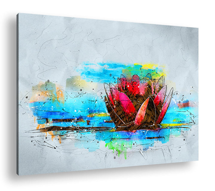 deyoli Illustration einer Lotusblume Format:90x60 cm als Leinwandbild, Motiv fertig gerahmt auf Echt