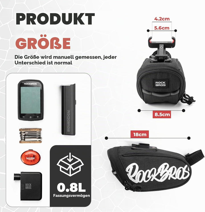 ROCKBROS Fahrrad Satteltasche Tragbare Satteltasche für Rennräder Mountainbikes Gravelbike und Faltr