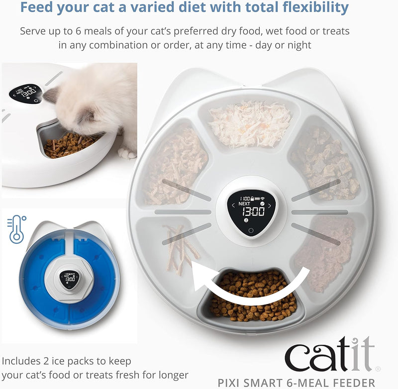 Catit - PIXI Smart Futterautomat mit 6 Mahlzeiten (Nassfutter),, Nassfutter