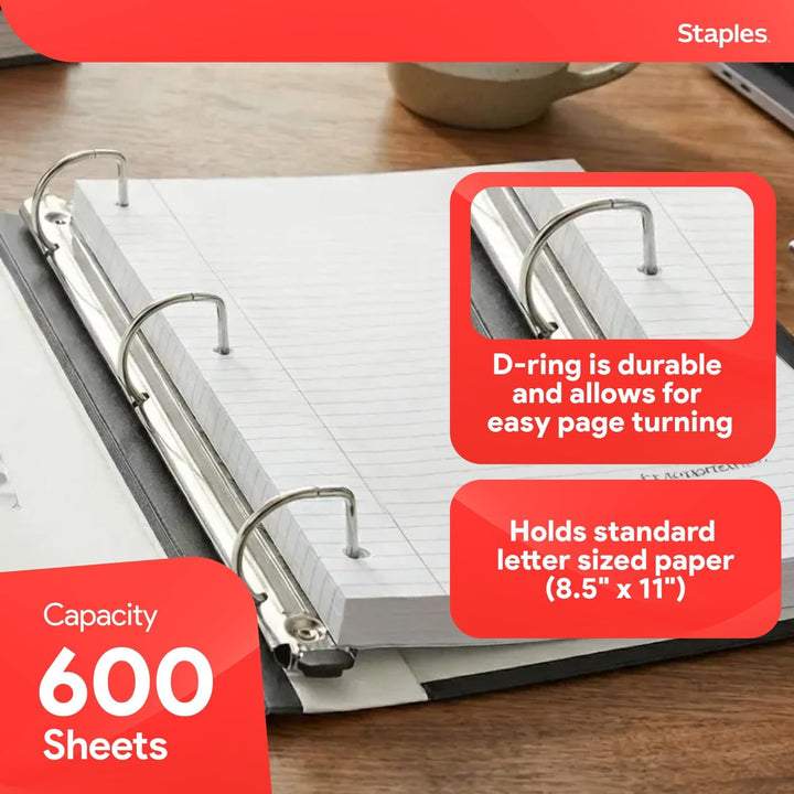 Staples 3 Inch BetterView Binder with D-Rings (White) by Staples Weiss, Weiß