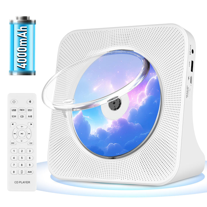 Wiederaufladbarer CD-Player Tragbare, Bluetooth CD-Player mit USB, AUX, FM Radio CD Player mit Gutem