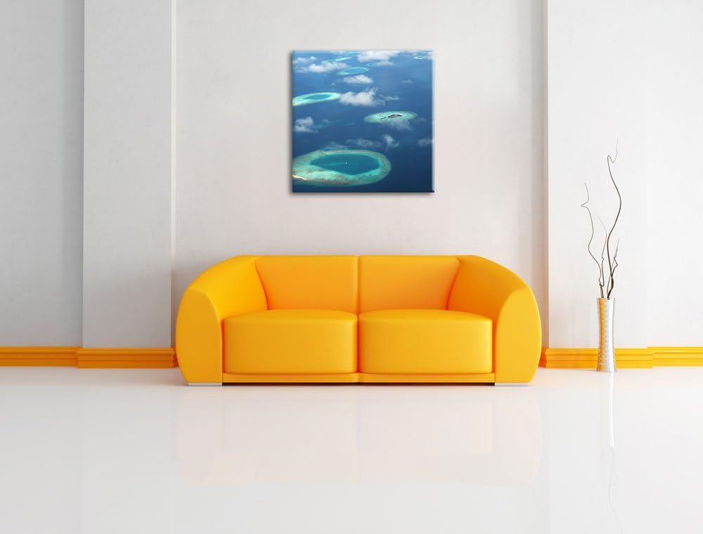 Trauminsel im Meer, Format: 70x70 auf Leinwand, XXL riesige Bilder fertig gerahmt mit Keilrahmen, Ku